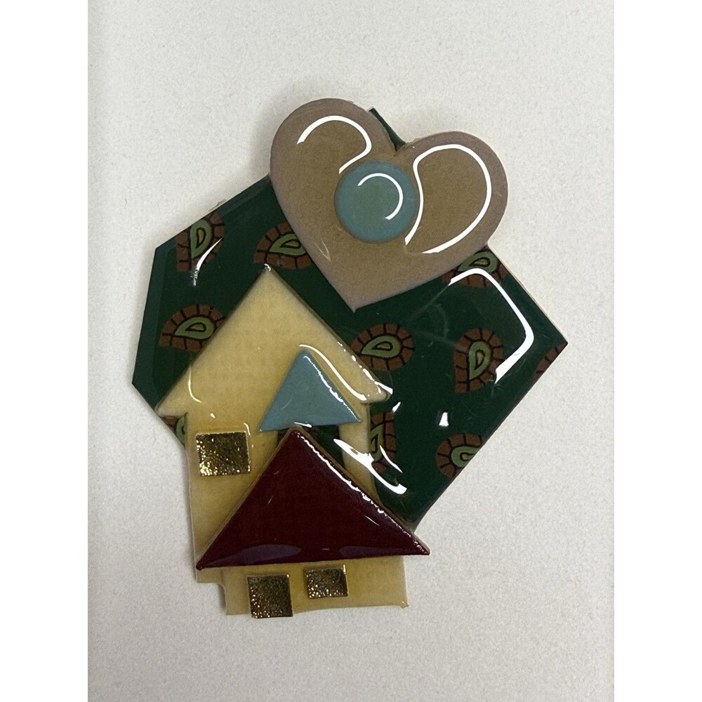 🔥Vintage House Pins by Lucinda Brooch Artisan Handmade Large Heart